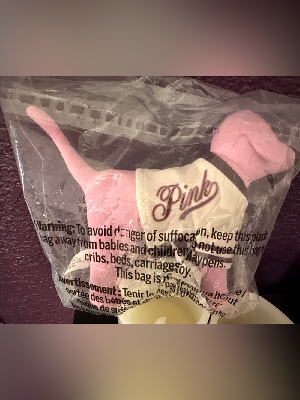 PINK Victoria's Secret Pink and Cream Plush Dog